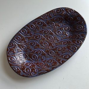 NEW Handmade Pottery Tray with Inlaid Swirl Design